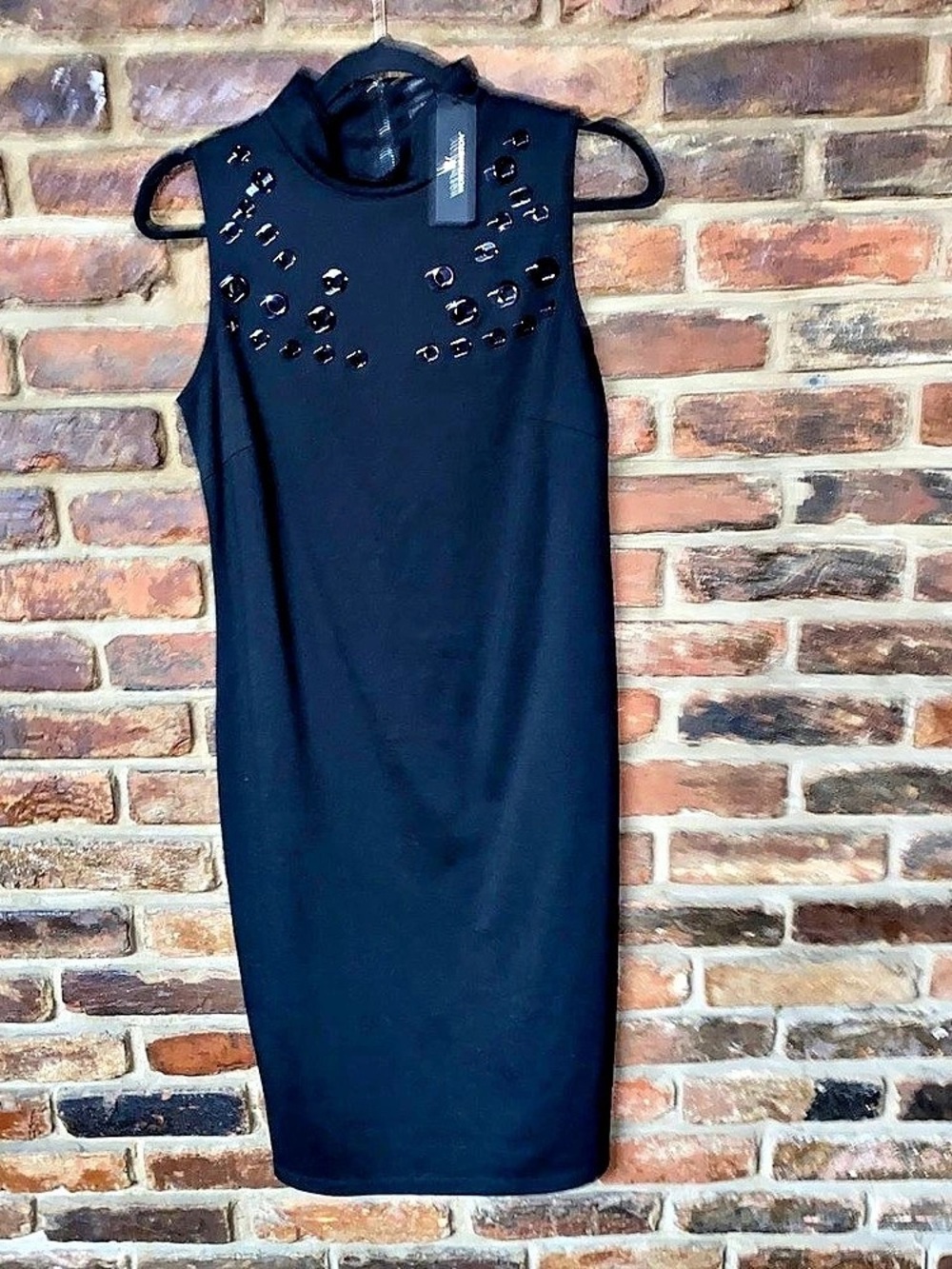 White House Black Market Black Studded Midi Dress Size 2 NWT